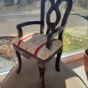 Elegant Wooden Armchair with Patterned Cushion for American Girl 18 inch Doll